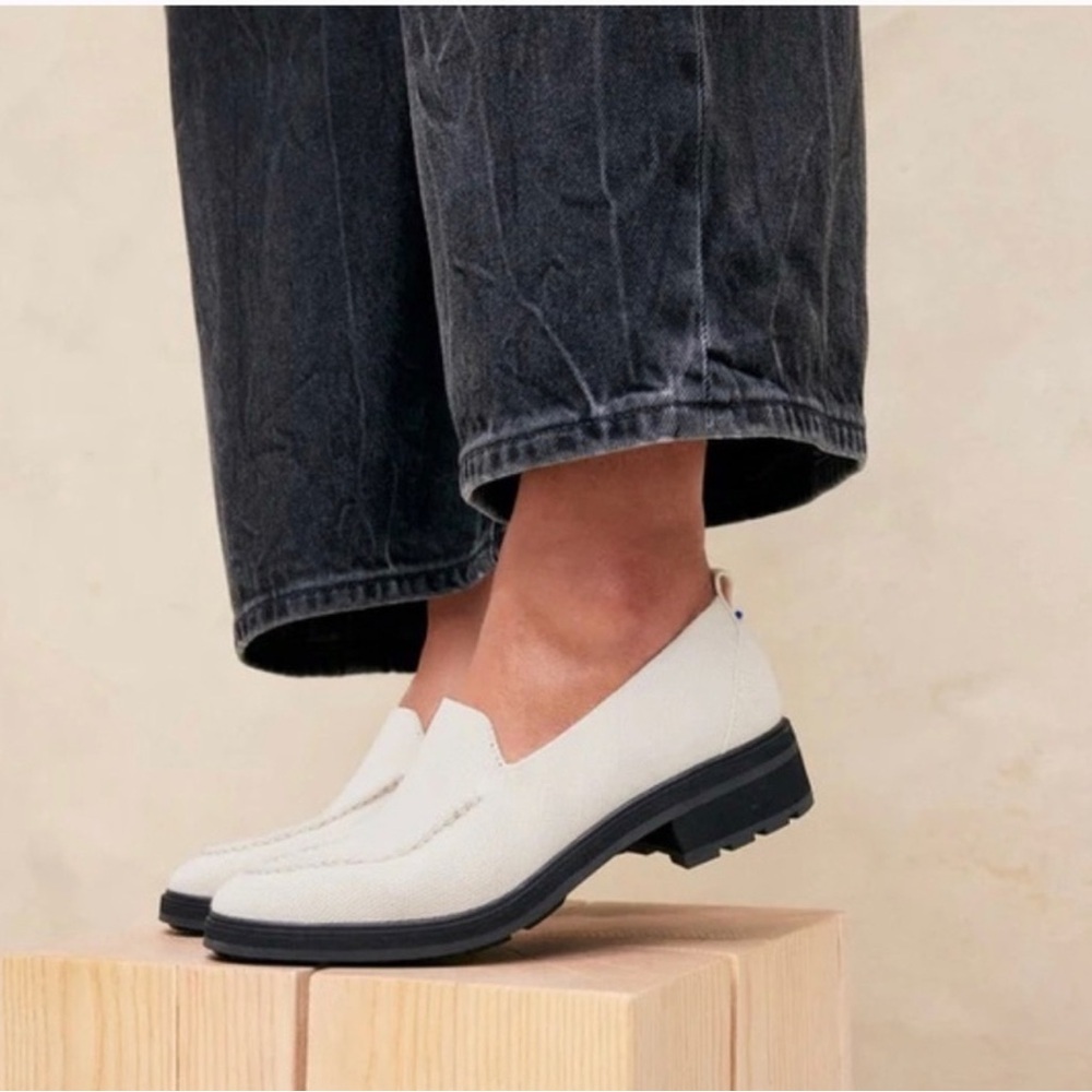 Rothy’s The Lug Loafer Ivory Merino Wool Women’s Size 12 Cream Slip On